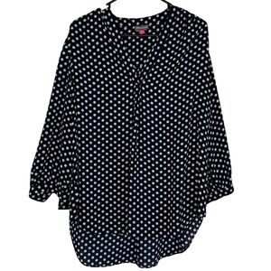 Vince Camuto Geometric Medallion‎ Print Long Sleeve V-Neck Blouse Plus Size 1X